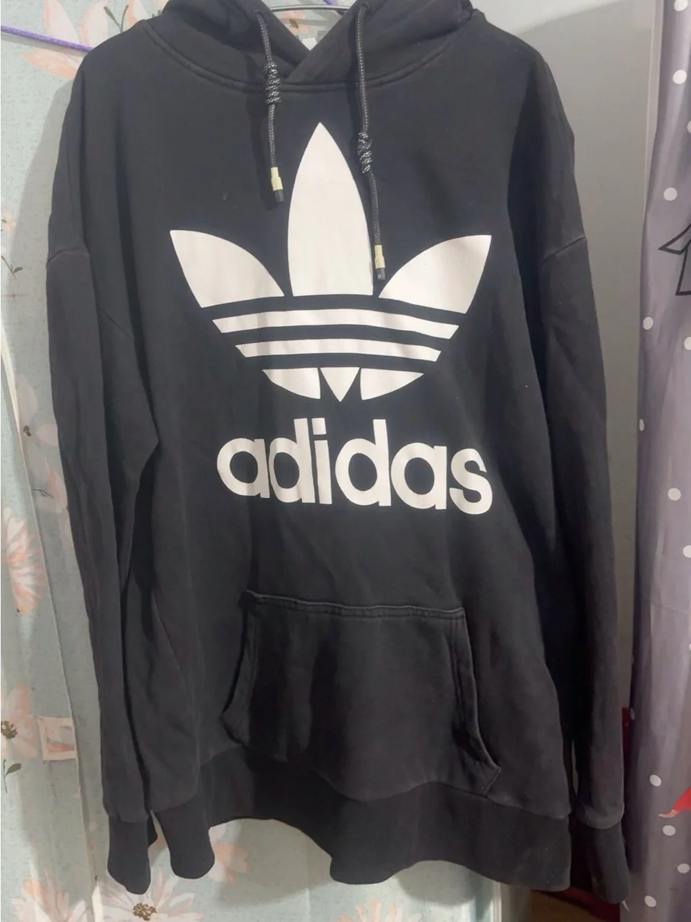 adidas Black Hoodie with White Trefoil Logo